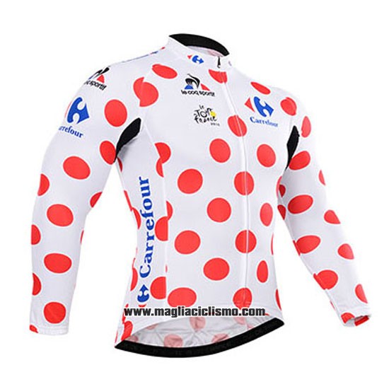 2015 Abbigliamento Ciclismo Tour de France Bianco e Rosso Manica Lunga e Salopette